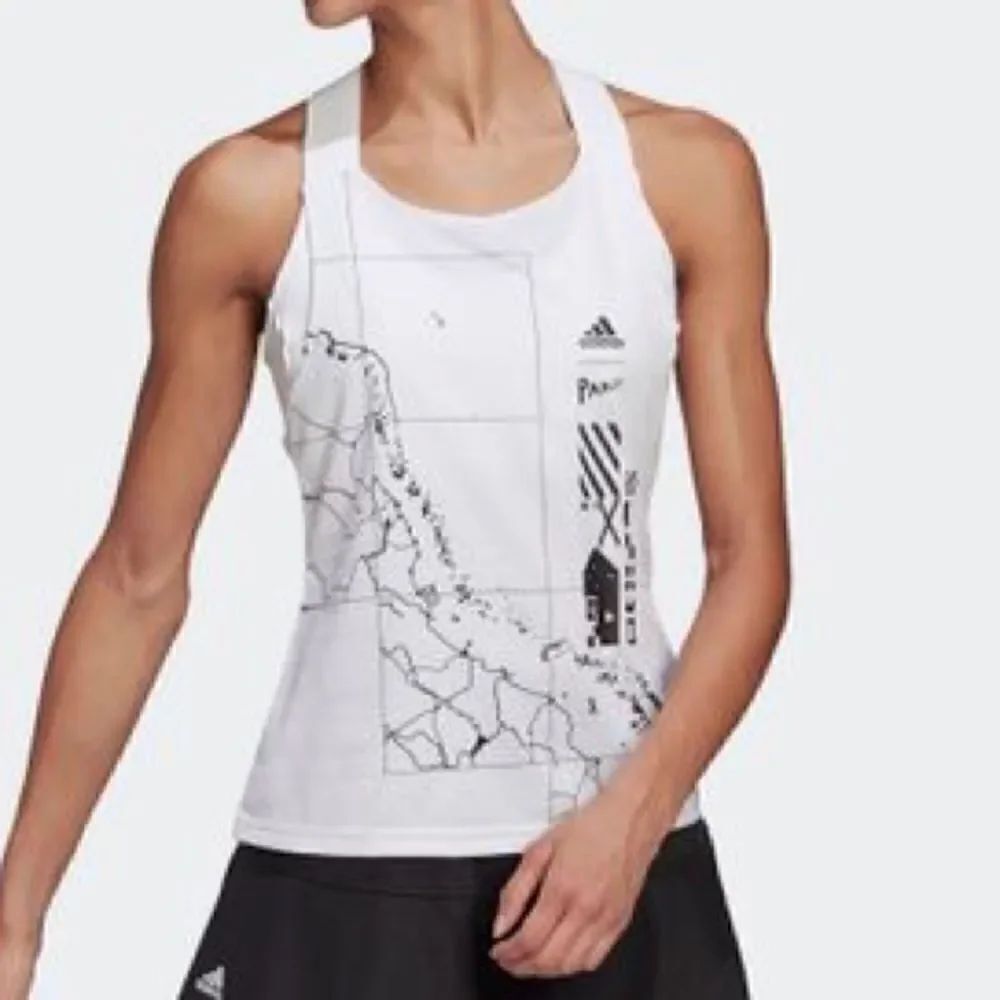 Adidas Parley White Y Tank Shelf bra Lg Map design